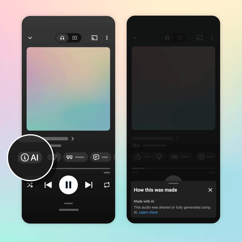 Image from blog.youtube: YouTube Music labels tracks made mostly with AI