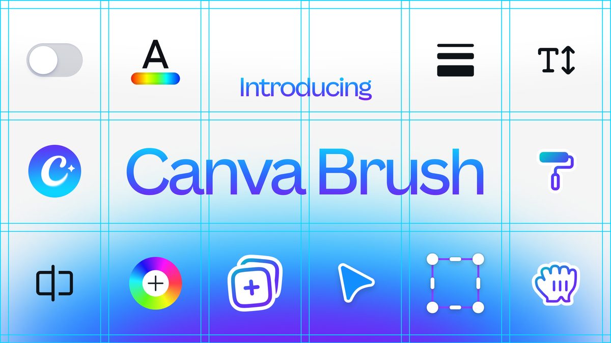 Image from canva.com: Introducing Canva Brush card with design tool icons